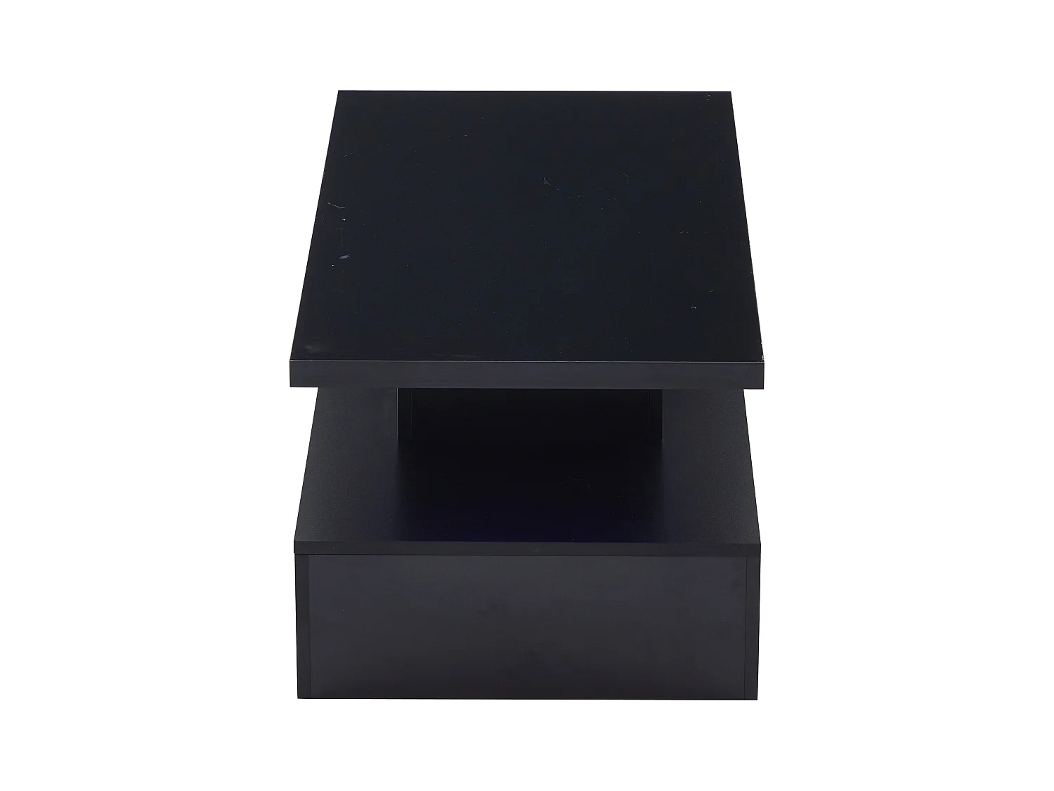 Table basse rectangulaire noire - Table basse avec éclairage LED et 1 tiroir - étagère d'exposition ouverte - pour salon