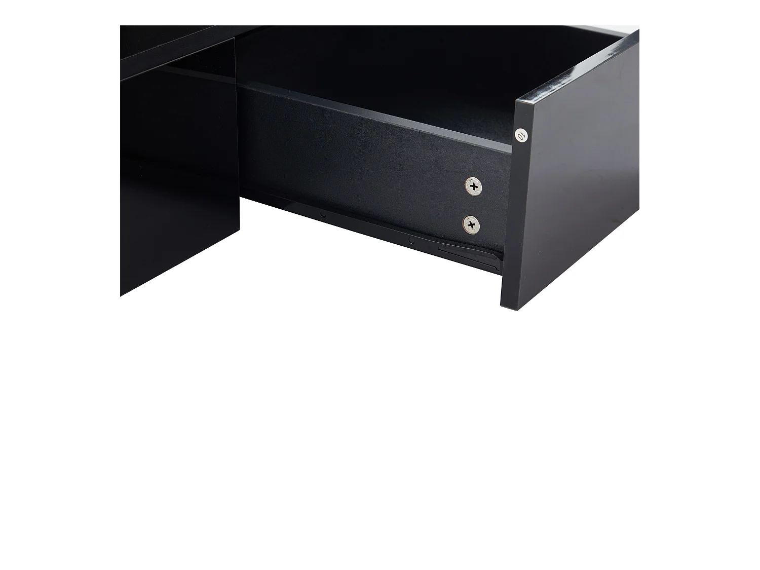 Table basse rectangulaire noire - Table basse avec éclairage LED et 1 tiroir - étagère d'exposition ouverte - pour salon