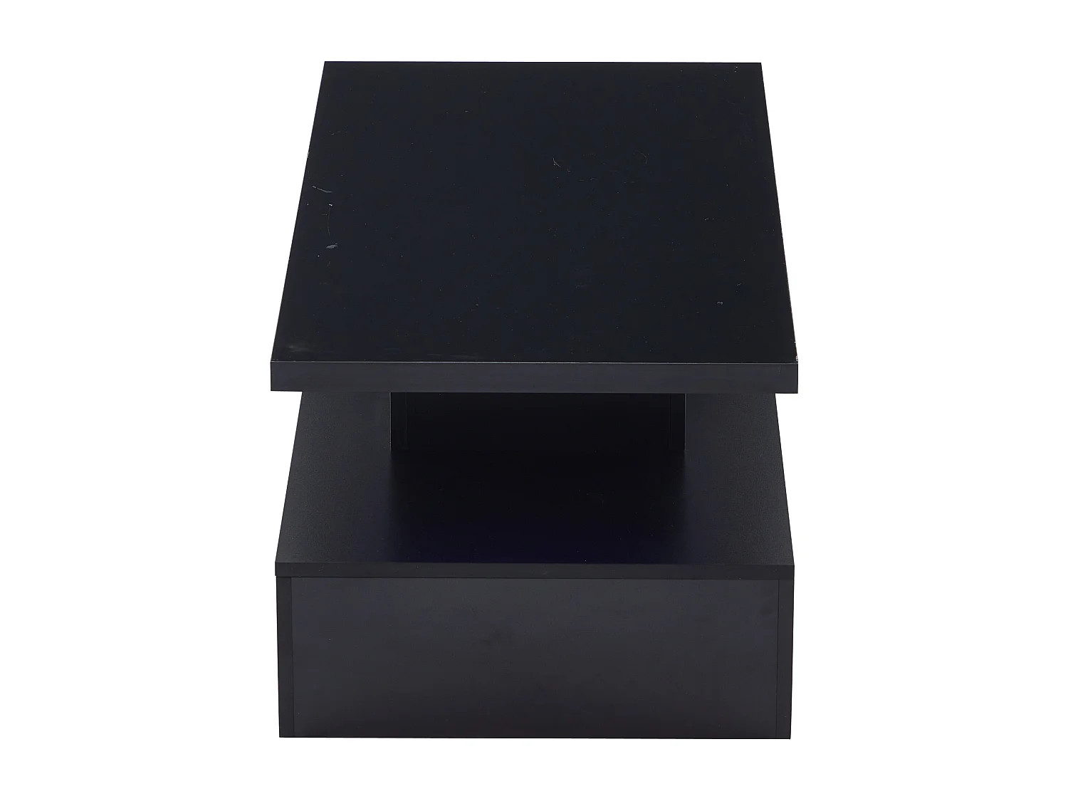 Zwarte rechthoekige salontafel - salontafel met ledverlichting en 1 lade - open displayplank - voor woonkamer