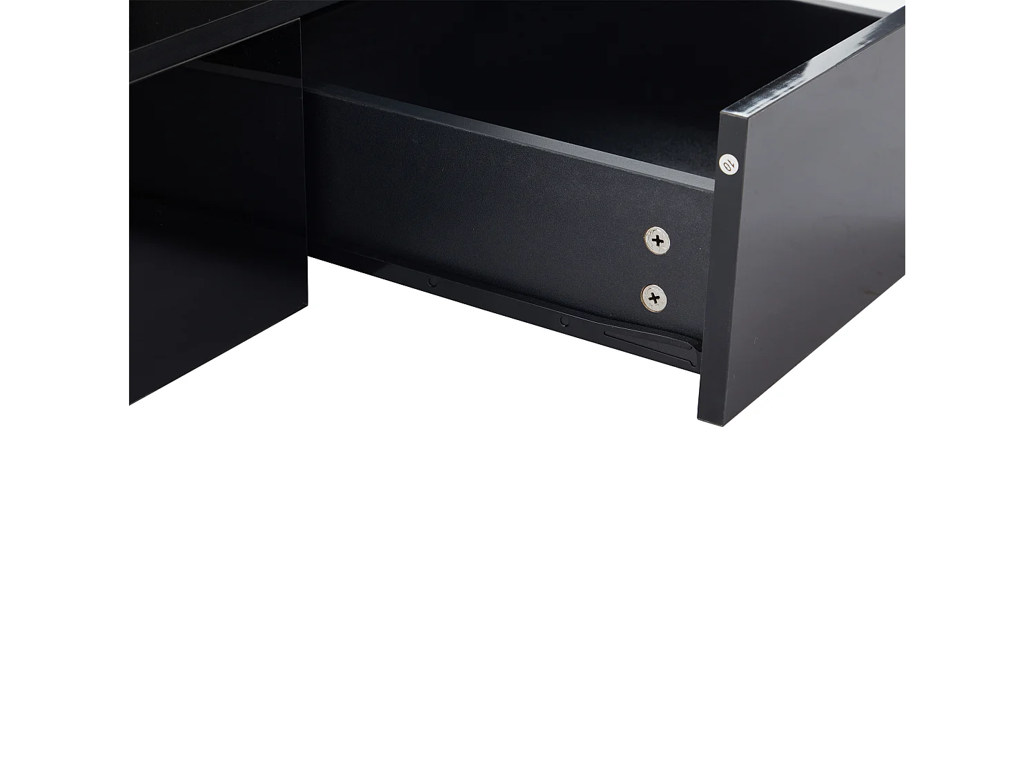 Zwarte rechthoekige salontafel - salontafel met ledverlichting en 1 lade - open displayplank - voor woonkamer