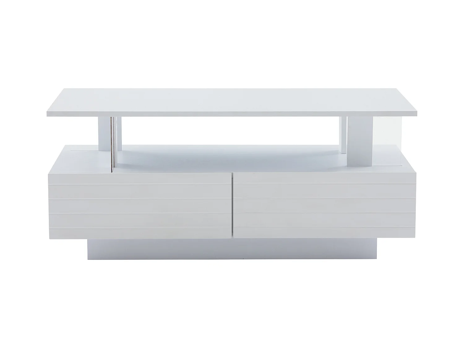 Witte rechthoekige salontafel - Salontafel met 2 lades en LED-verlichting - voor de woonkamer