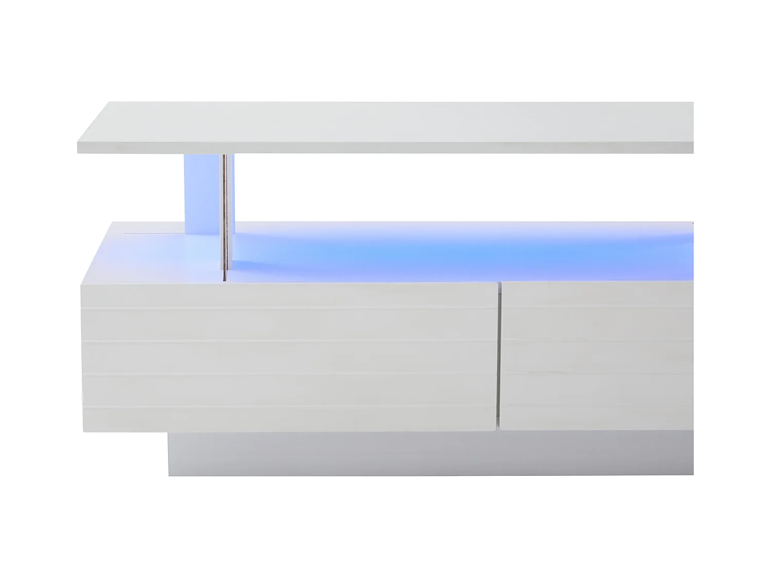 Witte rechthoekige salontafel - Salontafel met 2 lades en LED-verlichting - voor de woonkamer