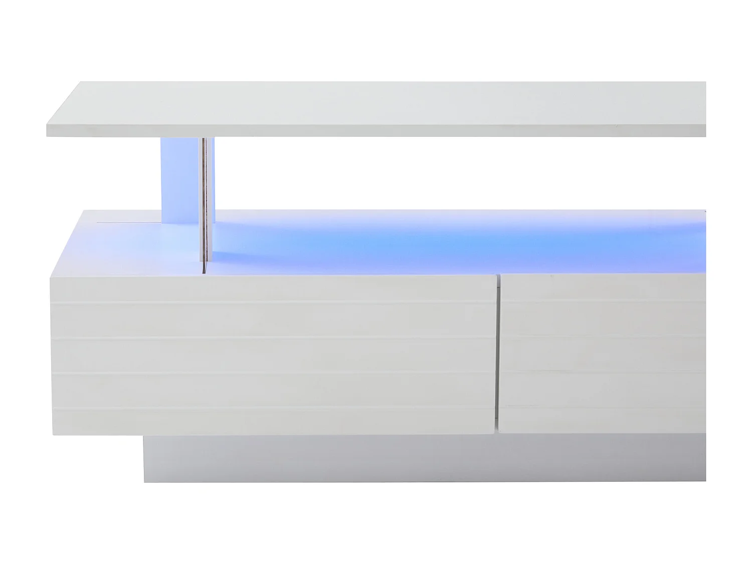 Table basse rectangulaire blanc - Table basse avec 2 tiroirs et lumières LED - pour le salon