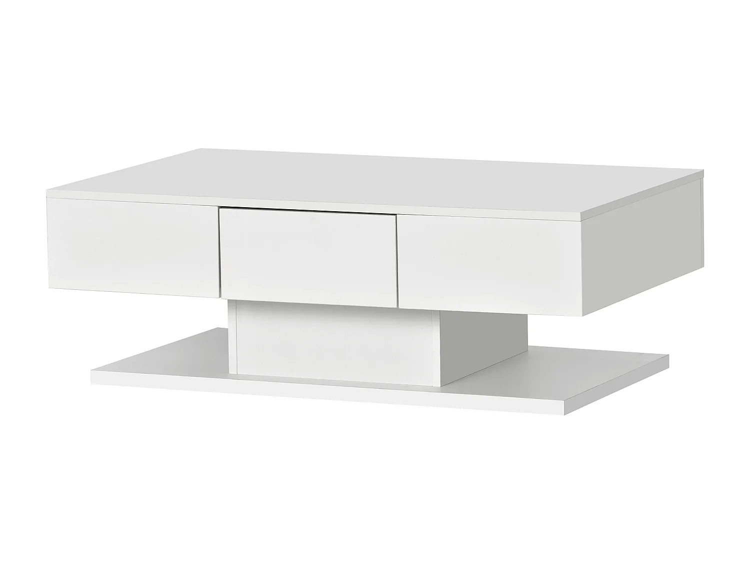 Table basse avec 2 tiroirs et lumières LED - Table basse blanche - pour le salon