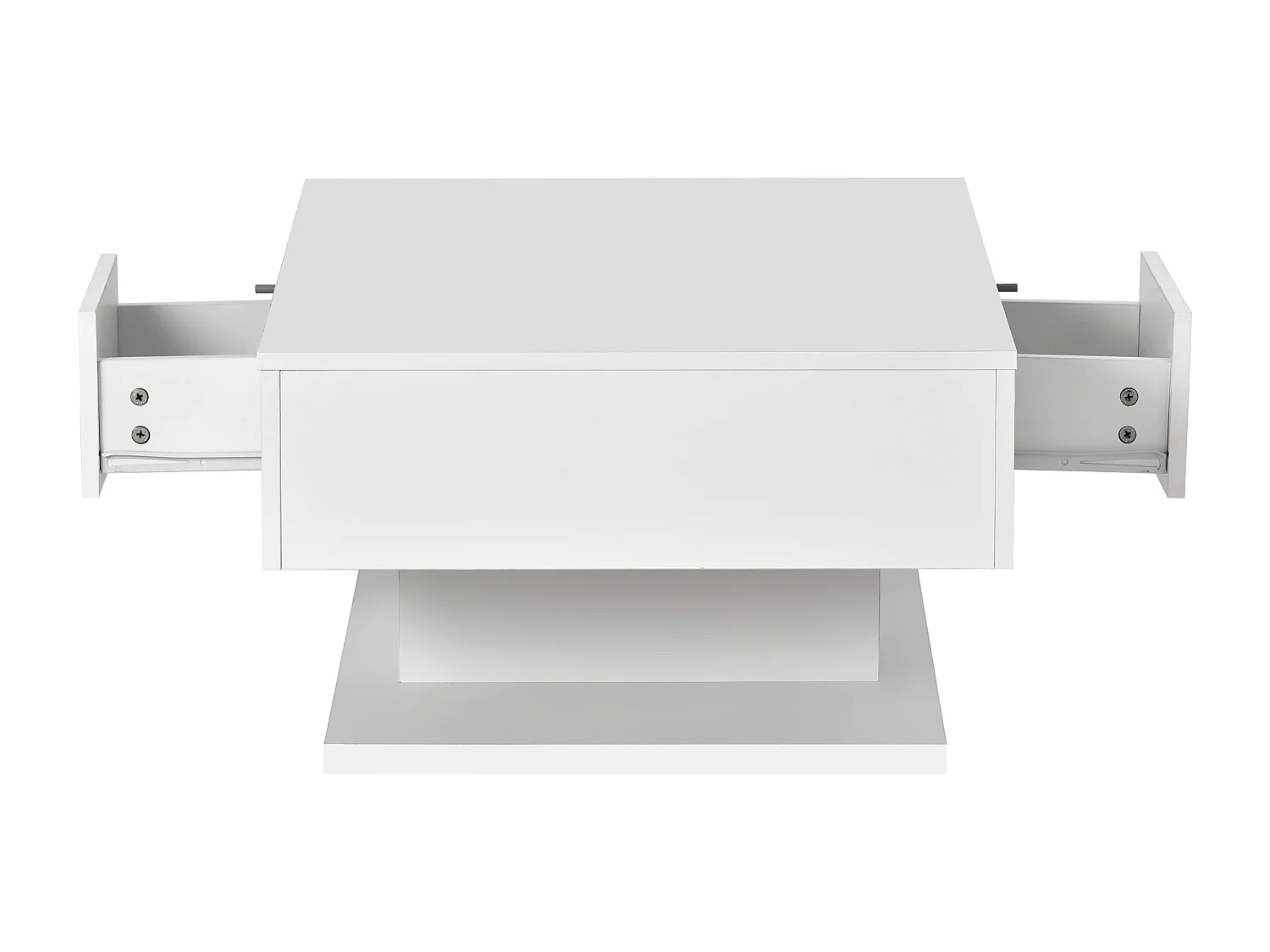 Table basse avec 2 tiroirs et lumières LED - Table basse blanche - pour le salon