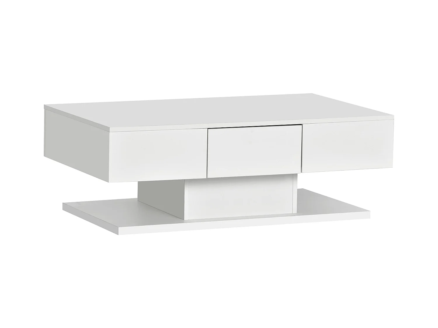 Table basse avec 2 tiroirs et lumières LED - Table basse blanche - pour le salon