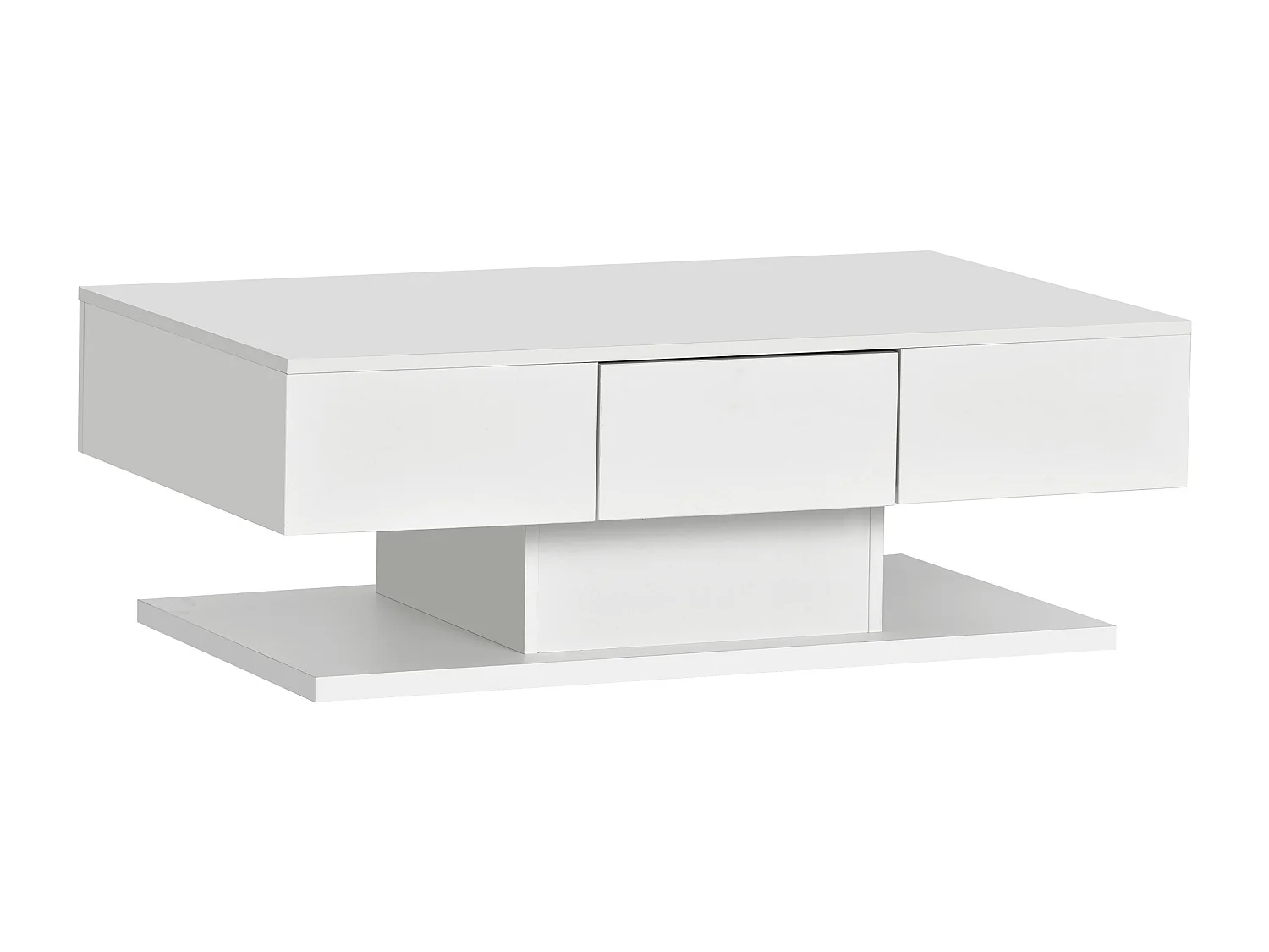 Table basse avec 2 tiroirs et lumières LED - Table basse blanche - pour le salon