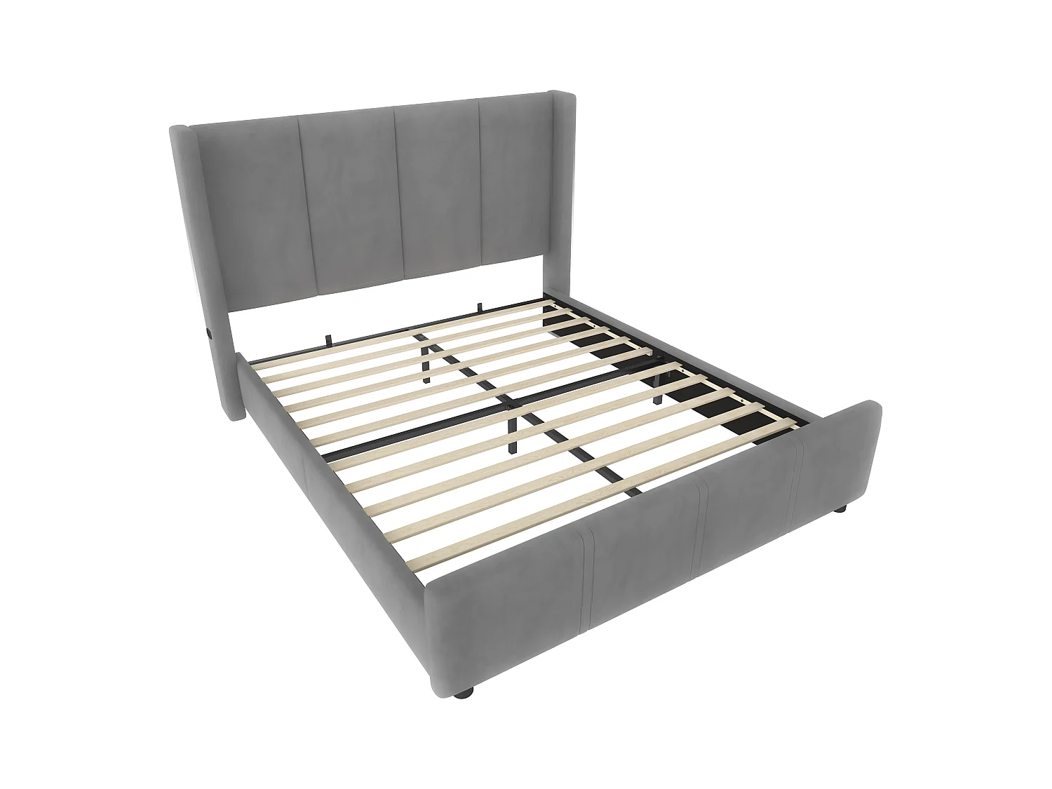 Lit adulte 160 x 200 cm - Cadre de lit avec recharge USB et tête de lit - gris - sans matelas
