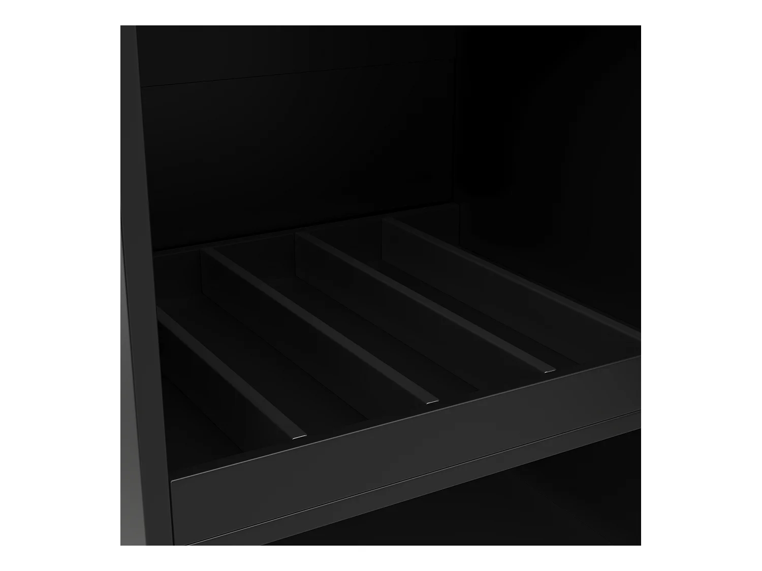 Meuble de bar rotatif - 204 x 39 x 104 cm - avec 2 tiroirs et 1 porte - 5 espaces de rangement ouverts - noir