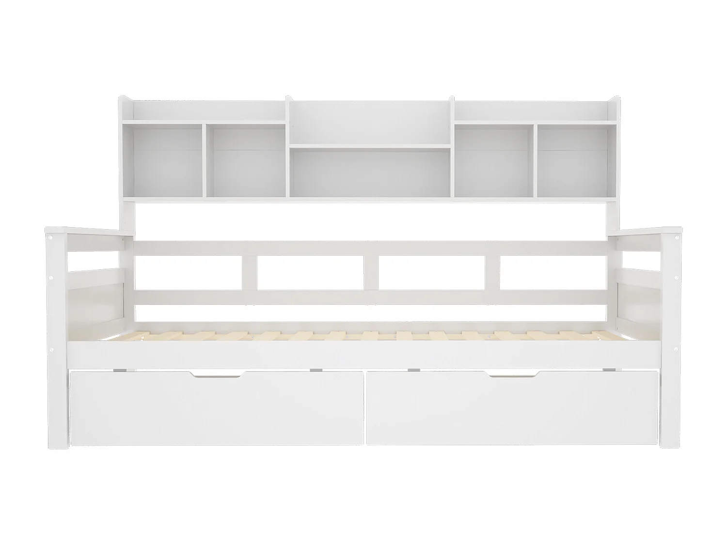 Letto per bambini 90x200 cm - Struttura letto con cassetti e ripiani - legno bianco - senza materasso