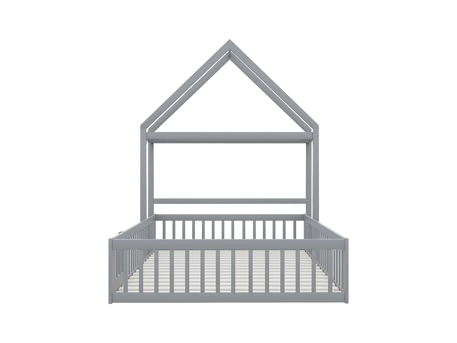 Lit enfant 140 x 200 cm - Cadre de lit avec rangement et porte de sécurité - bois gris - sans matelas