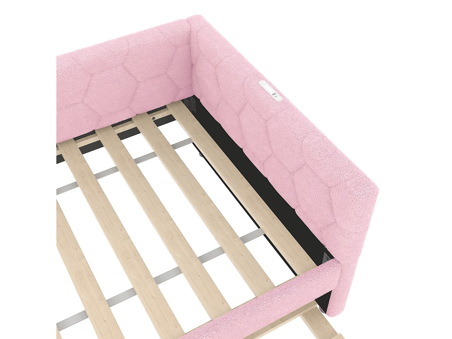 Ausziehbett 90x200 - Kinderbett mit USB-Ladefunktion und Nachttischlampe - rosa samt - ohne matratze