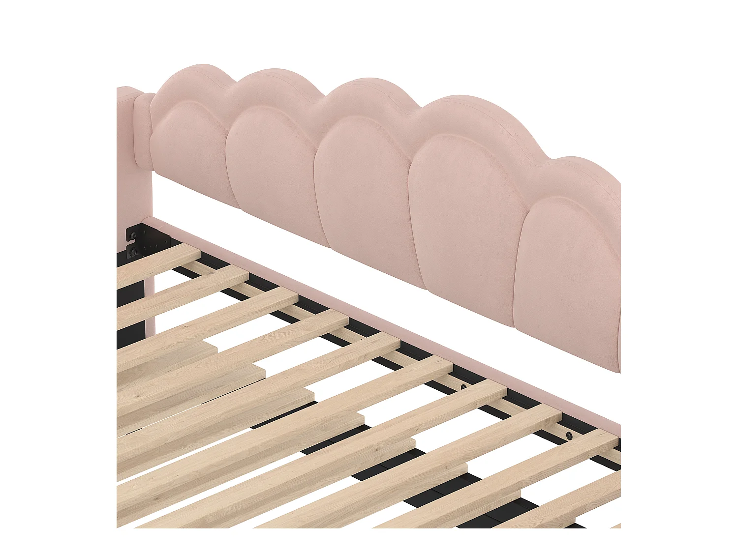 Cama de casal 90x200 cm - Sofá-cama com iluminação LED e braços - veludo rosa - sem colchão