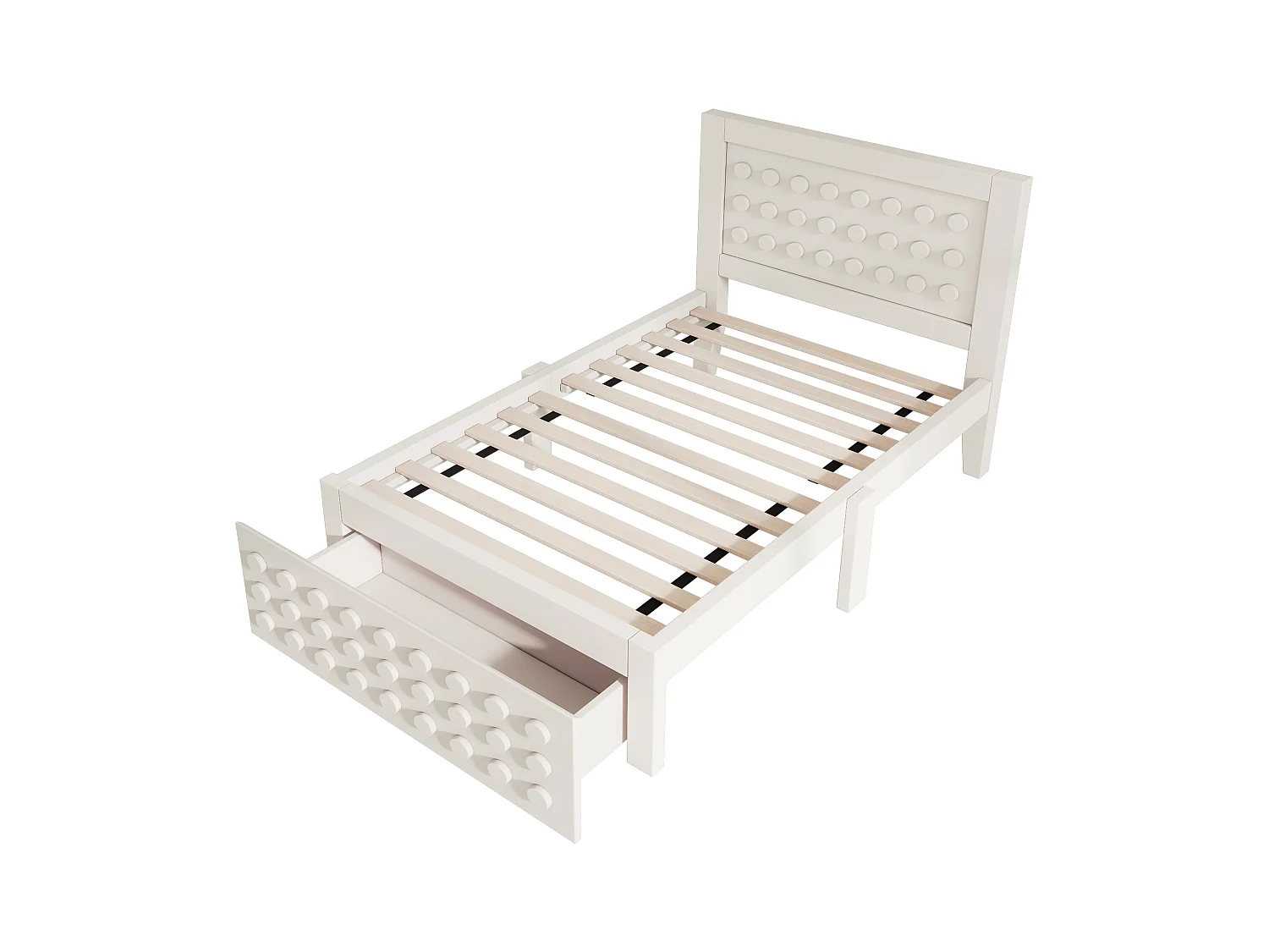 Cama de criança 90x190 cm - Cama com gavetas e armário por baixo da cama - madeira branca - sem colchão