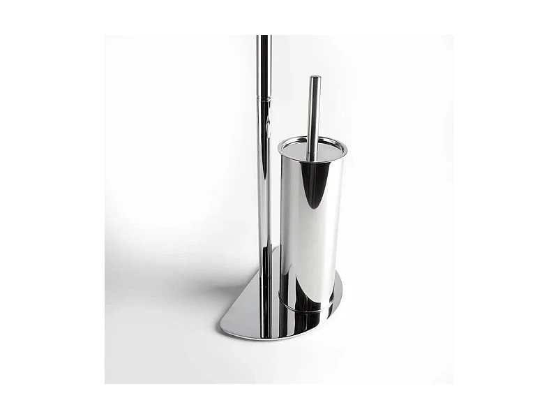 Porte-rouleau de papier toilette et porte-balai en métal « Sophie » avec base en forme de croissant