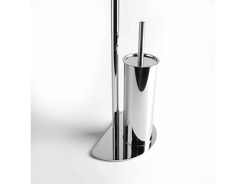 Piantana porta rotolo e porta scopino "Sophie" in metallo con base a mezzaluna