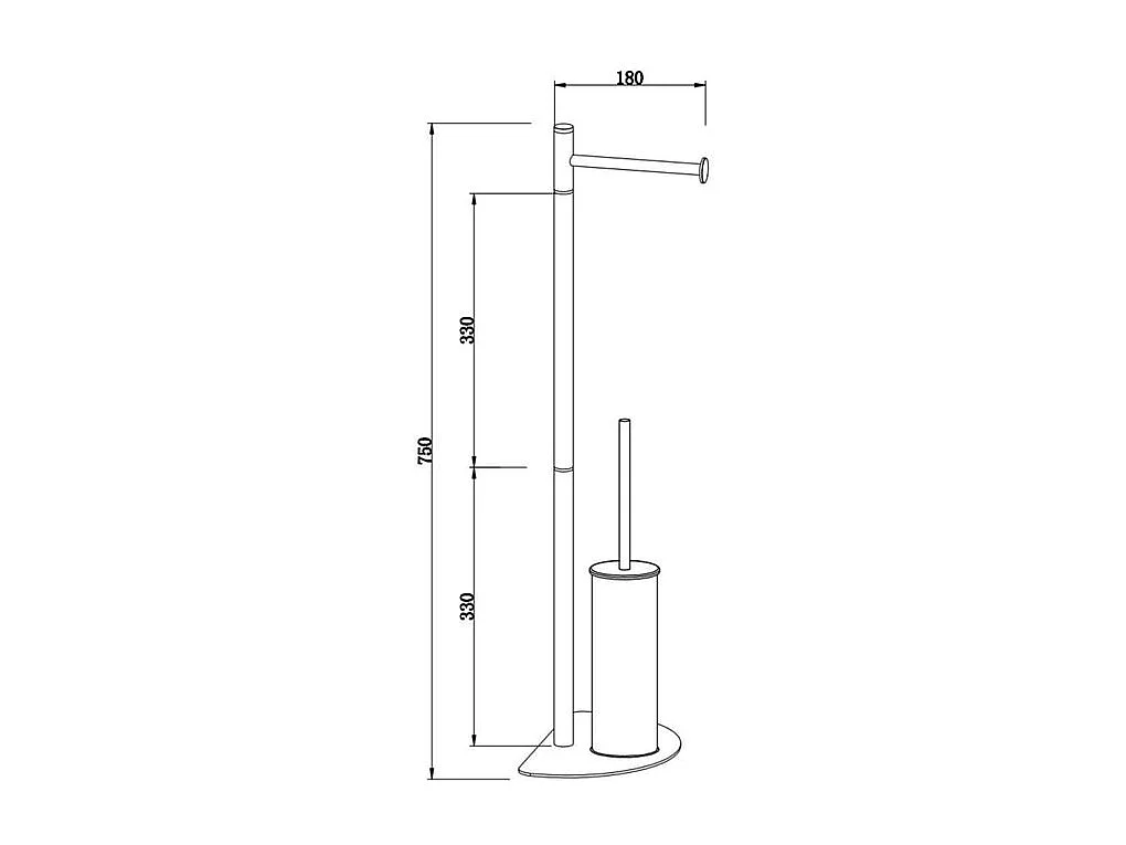 Piantana porta rotolo e porta scopino "Sophie" in metallo con base a mezzaluna