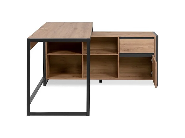 Scrivania ufficio moderna "Denver" angolare reversibile antracite quercia