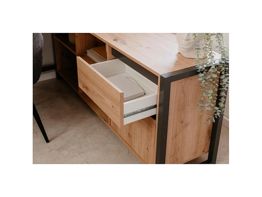 Scrivania ufficio moderna "Denver" angolare reversibile antracite quercia