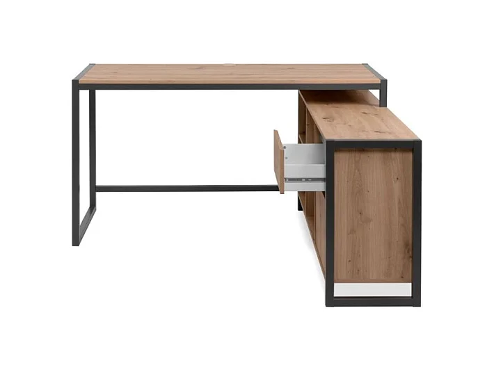 Scrivania ufficio moderna "Denver" angolare reversibile antracite quercia