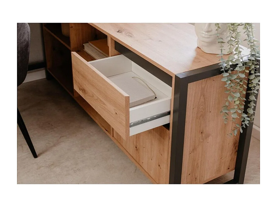 Scrivania ufficio moderna "Denver" angolare reversibile antracite quercia