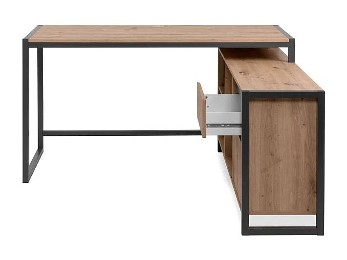 Scrivania ufficio moderna "Denver" angolare reversibile antracite quercia