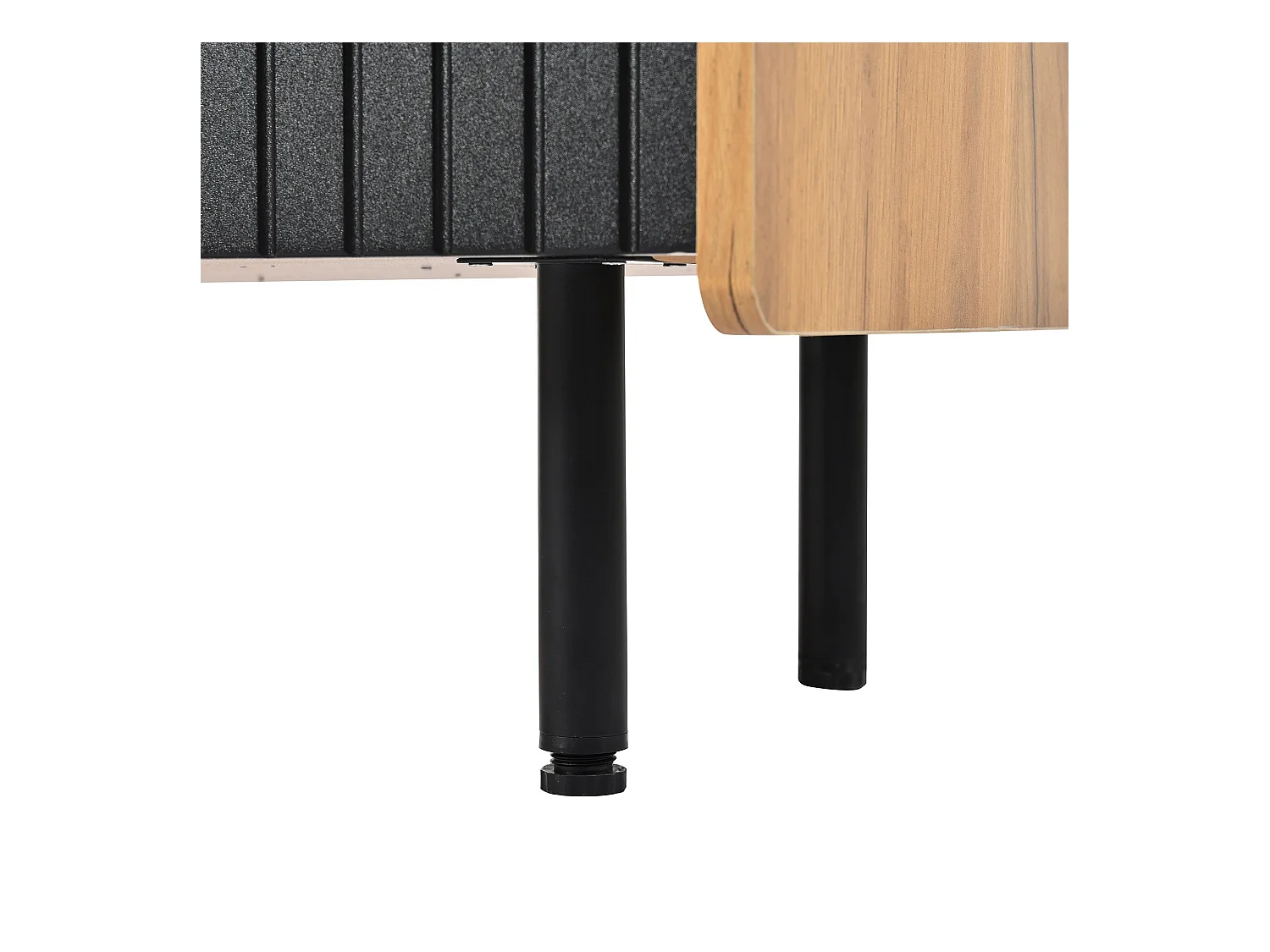 Meuble TV naturel - Meuble TV 3 portes et 2 rangements ouverts - 6 pieds en fer mat - pour salon