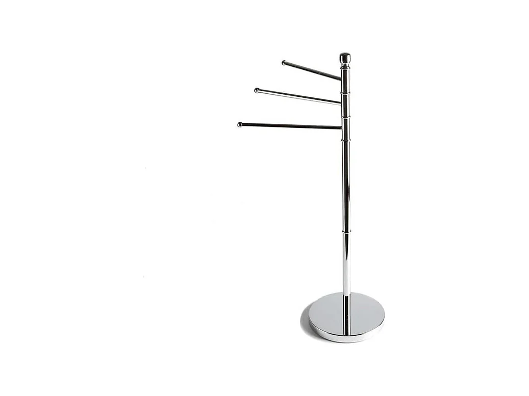 Lampadaire avec 3 porte-serviettes "Matthias" en acier chromé