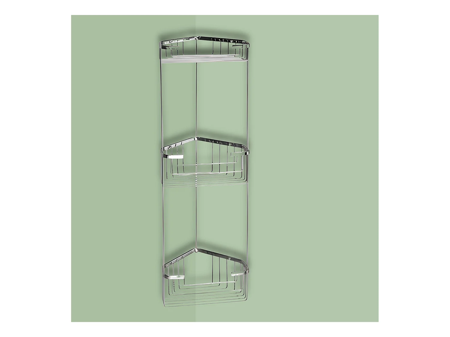 Porte-savon d'angle à 3 niveaux "Ivàn" en fil d'acier inoxydable cm 15,9x15,9 54,2h