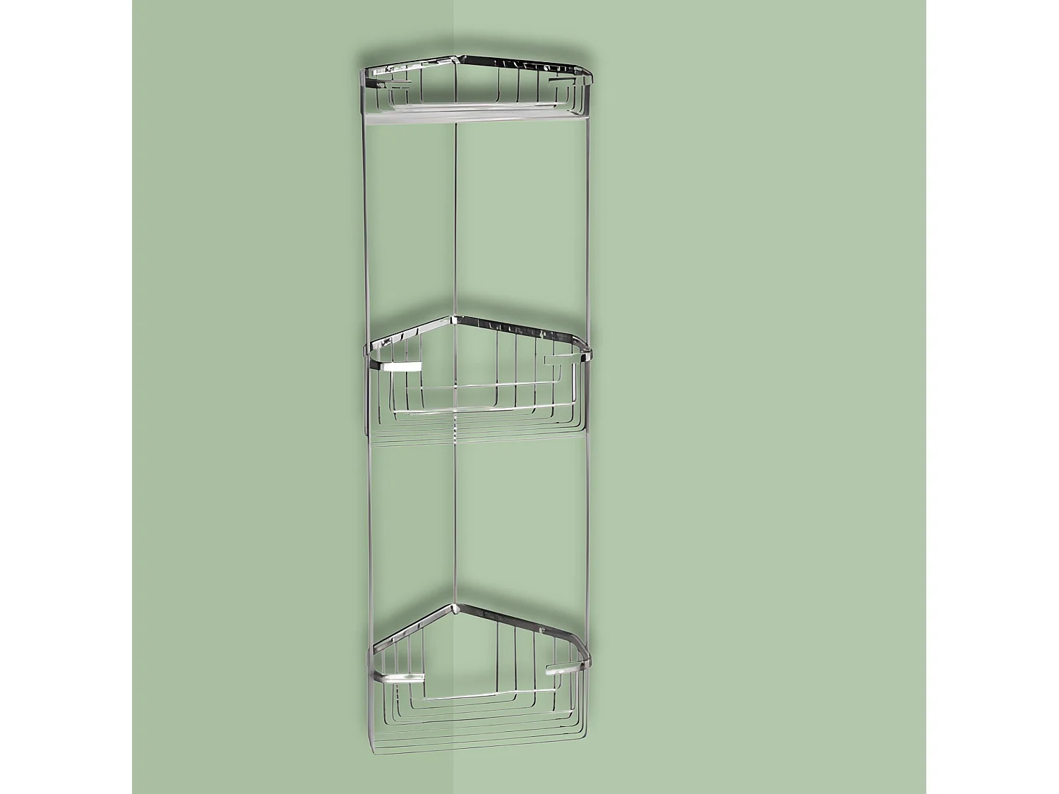 "Ivàn" 3-stufige Eckseifenschale für die Dusche aus Edelstahldraht cm 15,9x15,9 54,2h