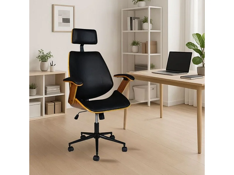 Cadeira executiva "James" com braços fixos em efeito pele