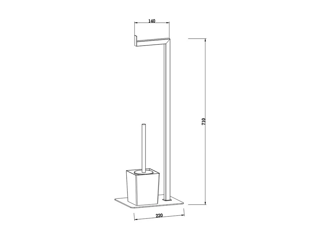 Candeeiro de pé com porta-rolos e porta-escovas de sanita branco "Étienne" em aço cromado polido