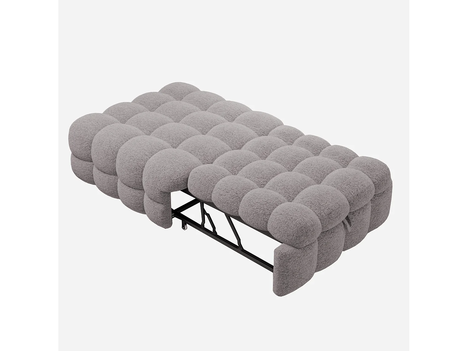 Graues Schlafsofa - Einzelbett mit Schaumstoffpolsterung und klappbar - teddystoff