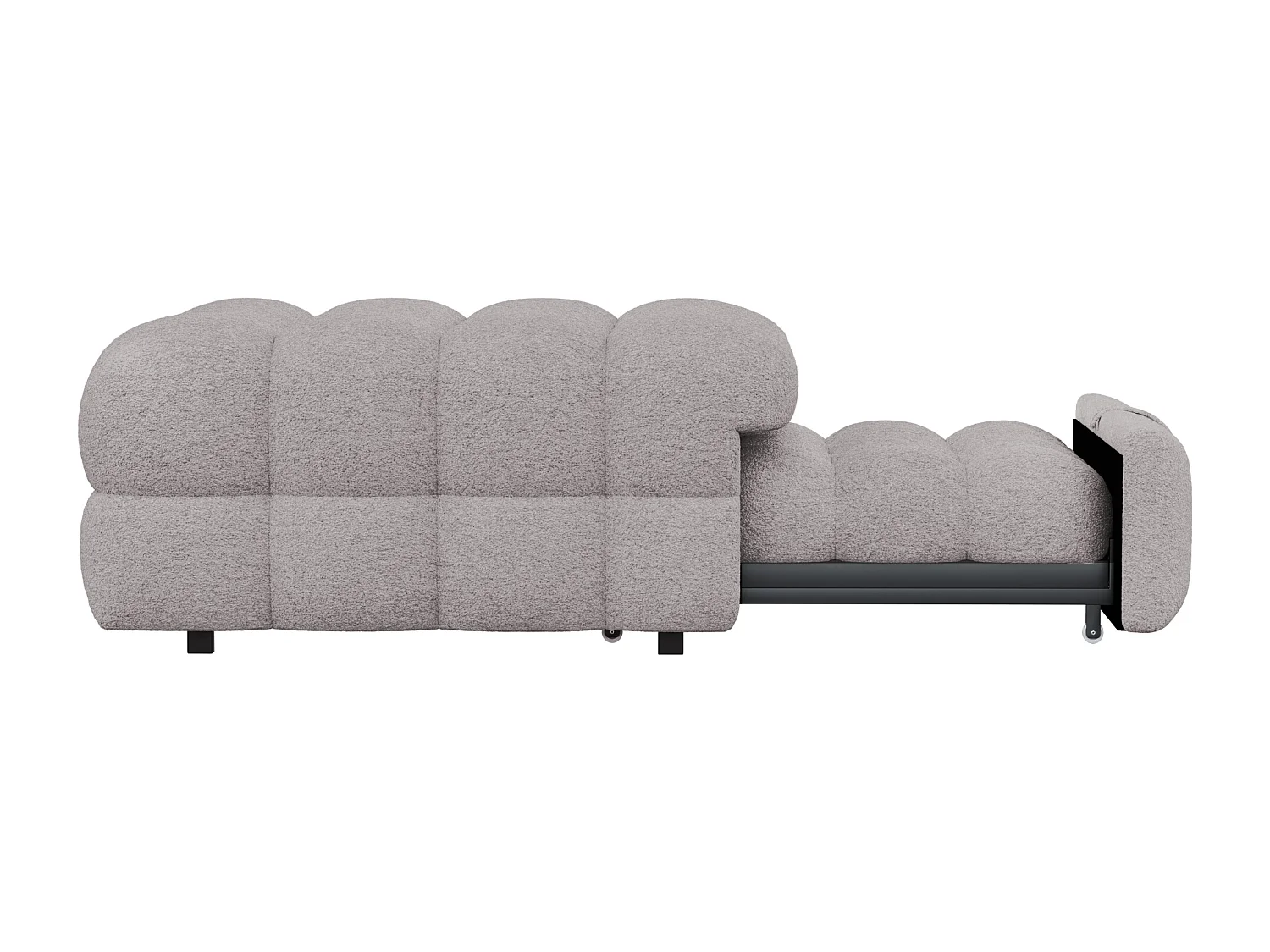 Graues Schlafsofa - Einzelbett mit Schaumstoffpolsterung und klappbar - teddystoff