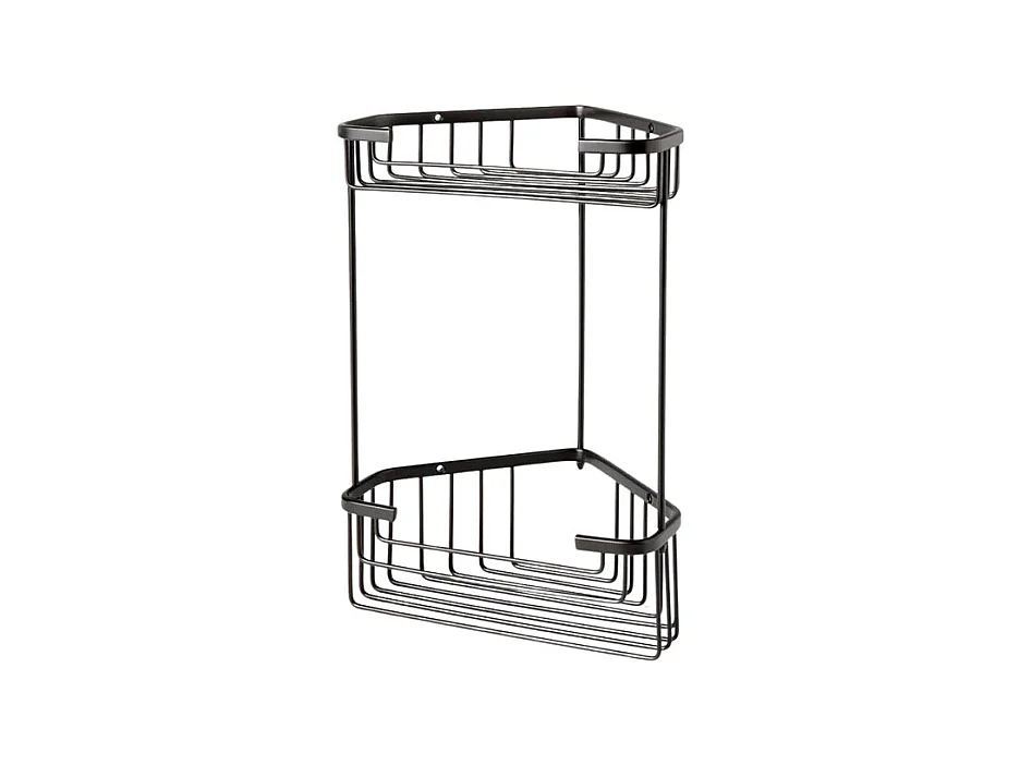 Porte-savon d'angle double noir mat pour douche "Clément" en acier inoxydable cm 20x15 31h