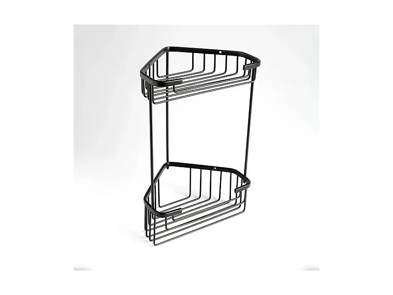 Porte-savon d'angle double noir mat pour douche "Clément" en acier inoxydable cm 20x15 31h