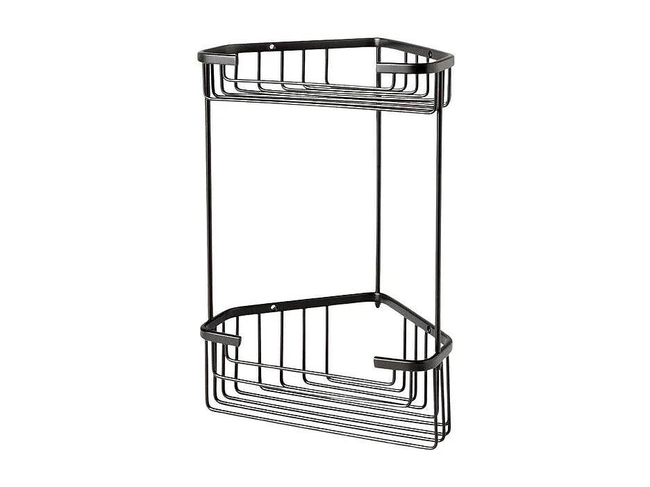 Jabonera de ducha de doble esquina negra mate "Clément" en acero inoxidable cm 20x15 31h