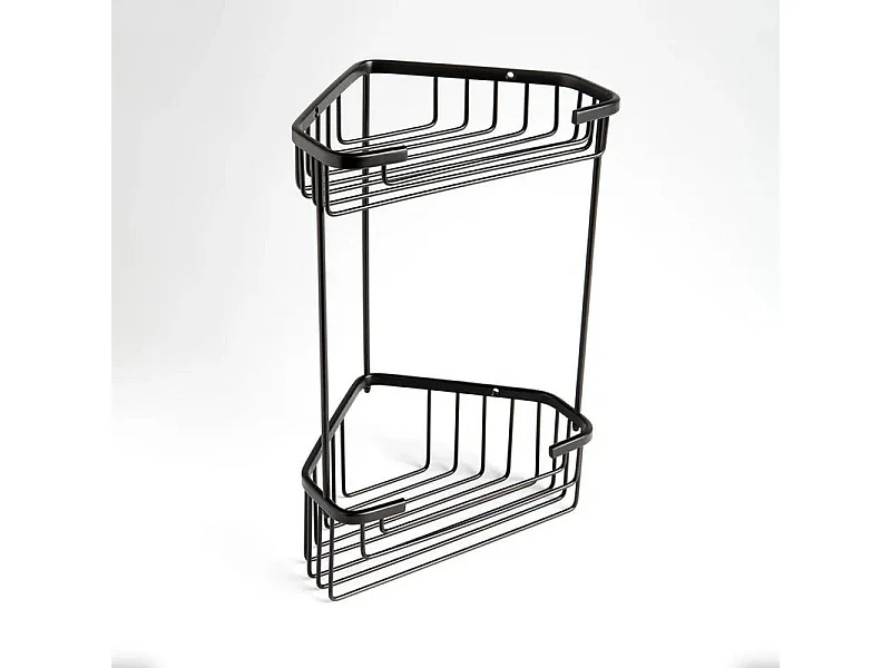 Jabonera de ducha de doble esquina negra mate "Clément" en acero inoxidable cm 20x15 31h