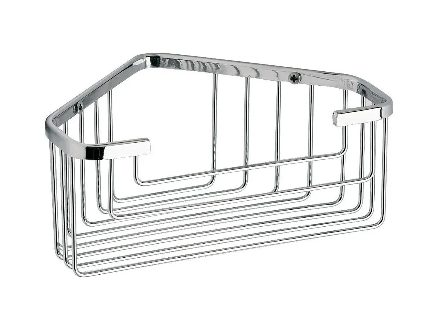 Porte-savon d'angle de douche « Camille » en fil d'acier inoxydable chromé argenté