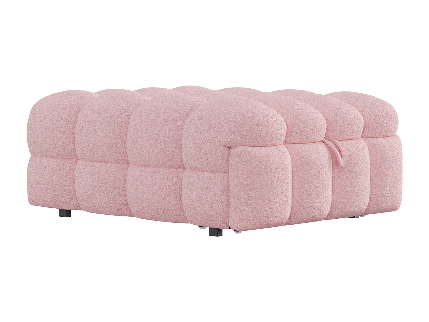 Lit banquette rose - Lit simple avec rembourrage en mousse et pliable - tissu teddy