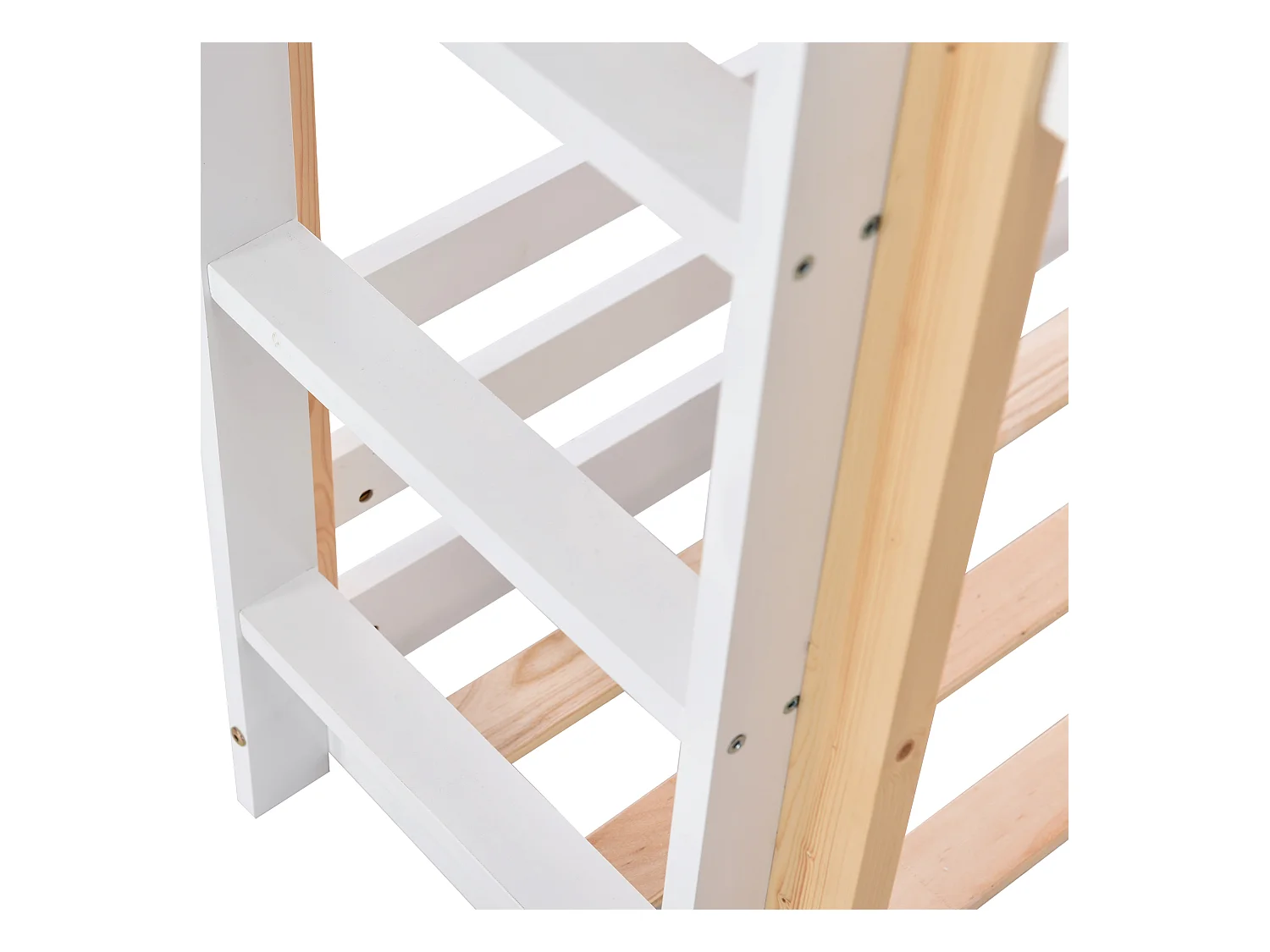 Lit superposé 90 x 200 cm - Lit enfant avec échelle et barrières de sécurité - bois  blanc - sans matelas