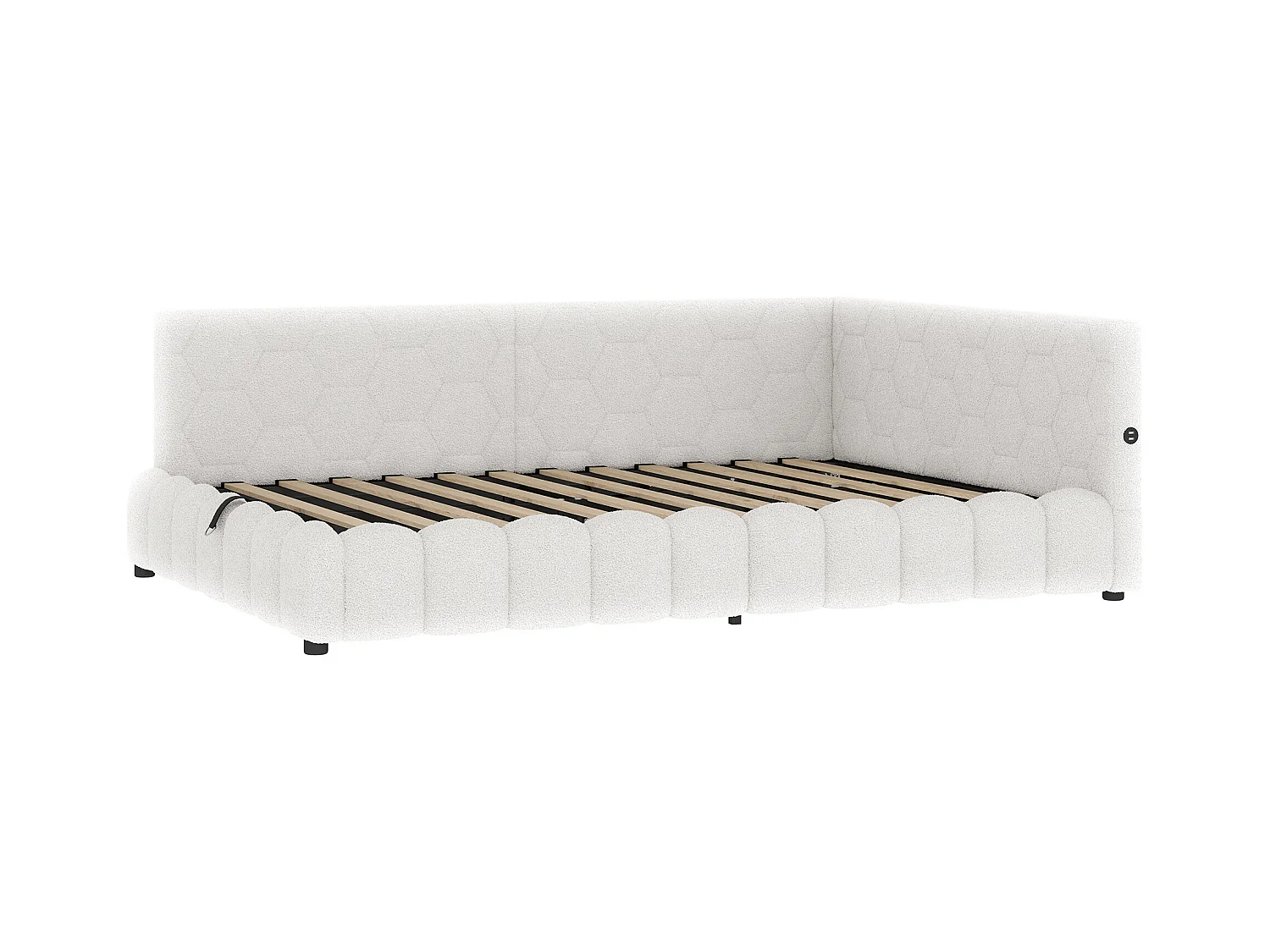 Lit coffre 140x200 cm - Lit adulte avec éclairage LED et recharge USB - blanc - sans matelas