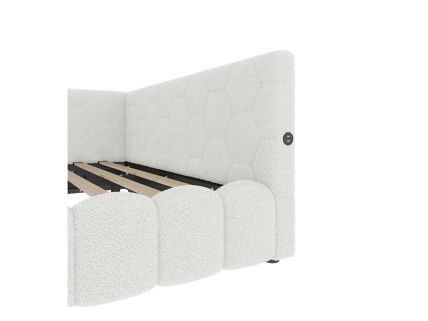 Lit coffre 140x200 cm - Lit adulte avec éclairage LED et recharge USB - blanc - sans matelas