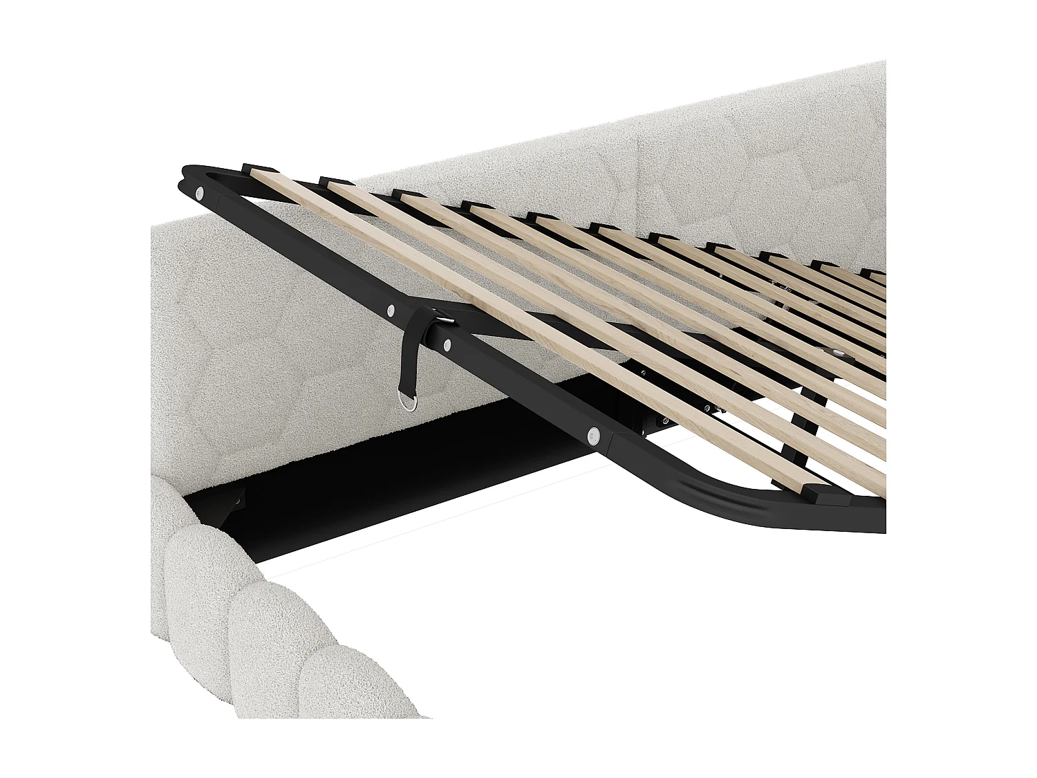 Opbergbed 140x200 cm - Volwassen bed met LED-verlichting en USB-oplader - wit - zonder matras