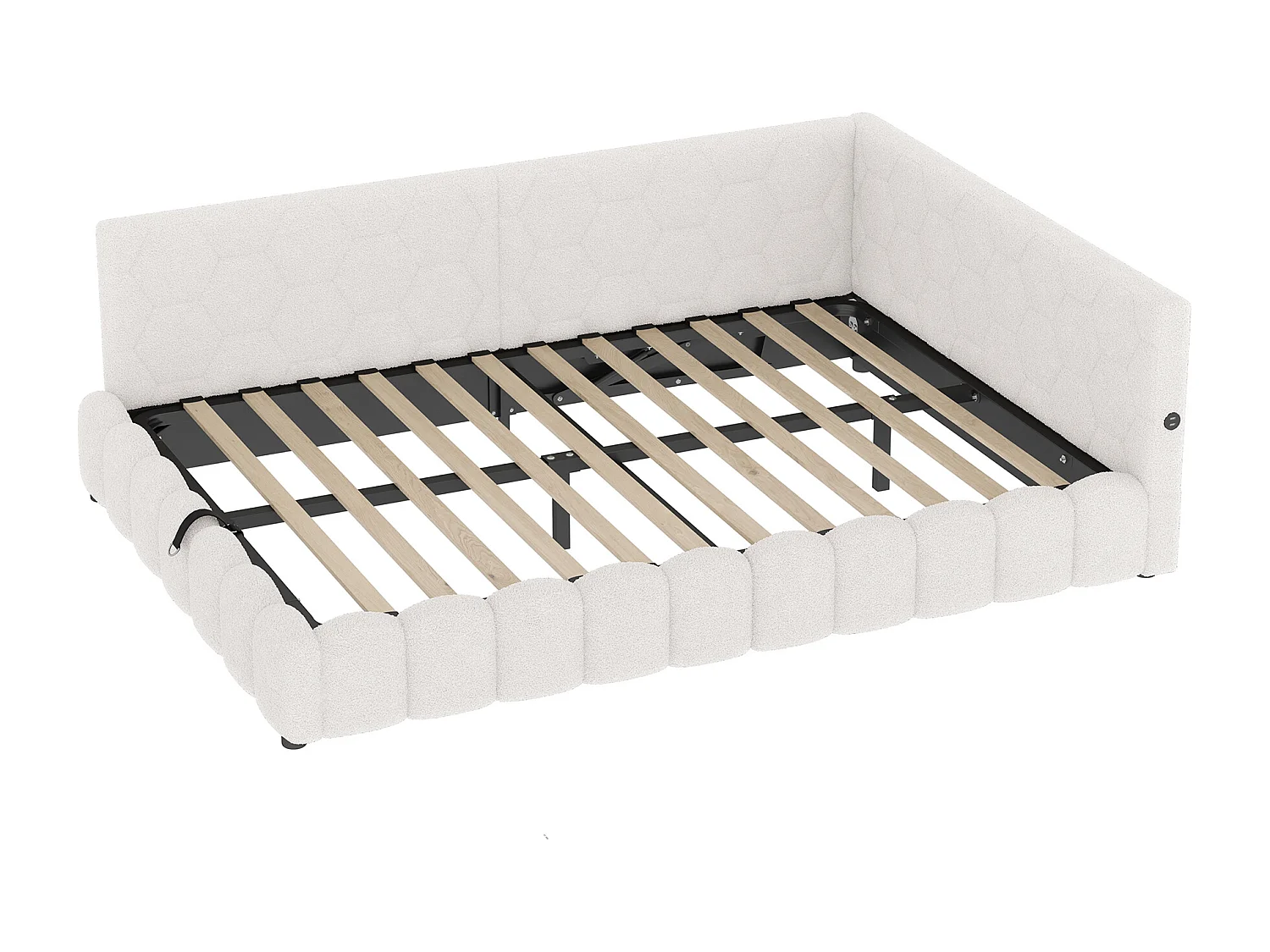 Opbergbed 140x200 cm - Volwassen bed met LED-verlichting en USB-oplader - wit - zonder matras