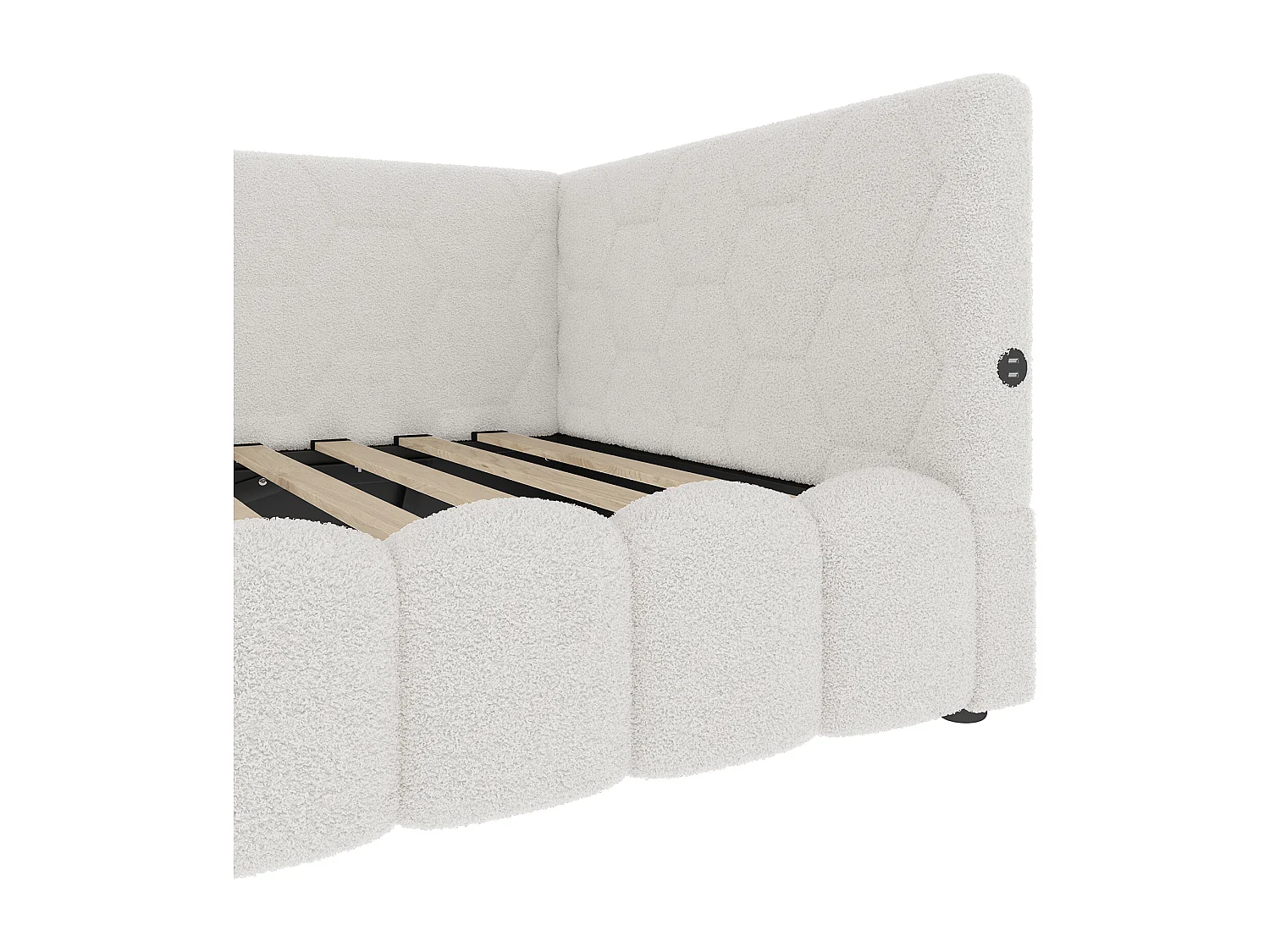 Cama con canapé 90x200 cm - Cama infantil con iluminación LED y carga USB - blanca - sin colchón