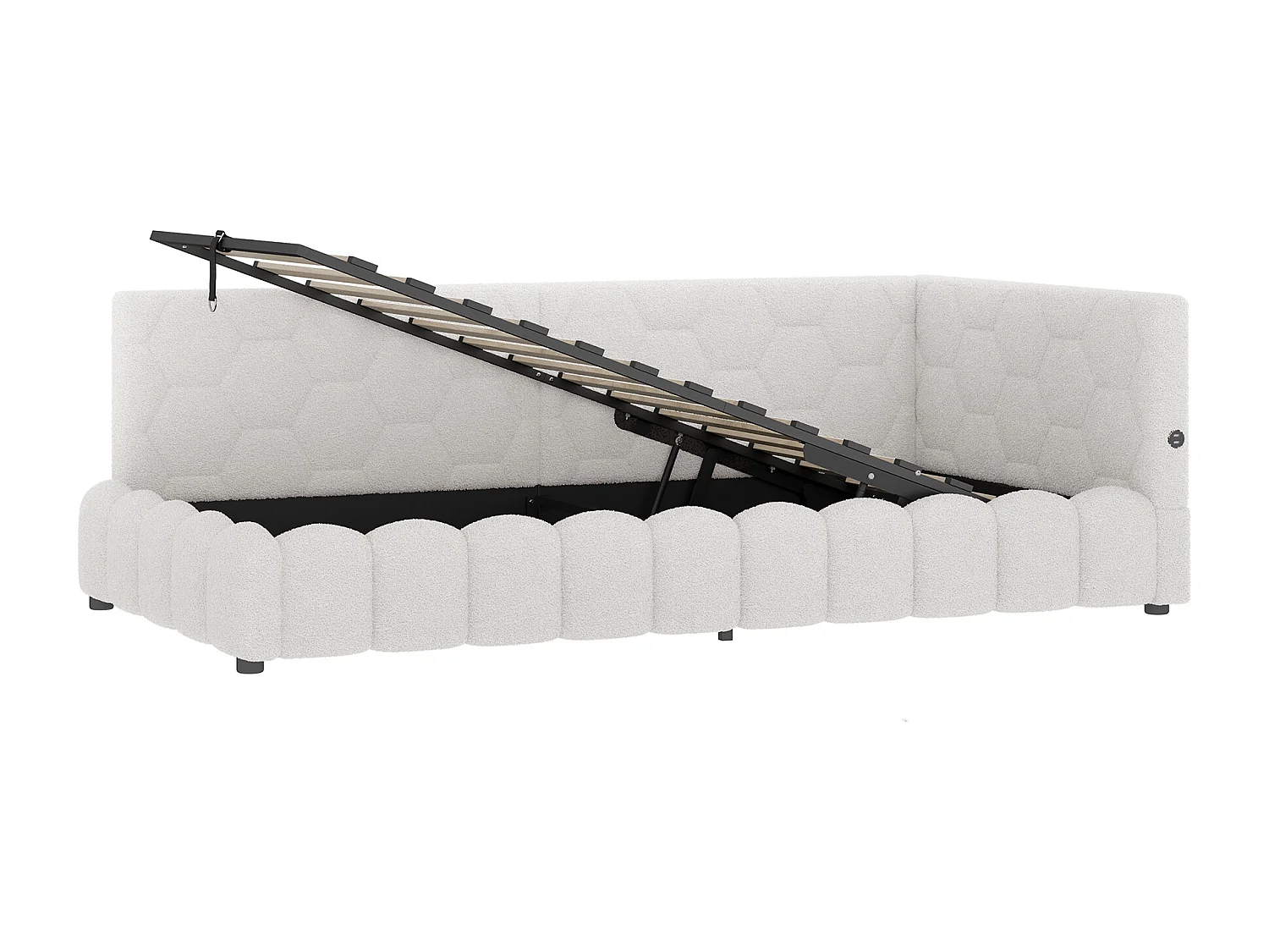 Cama con canapé 90x200 cm - Cama infantil con iluminación LED y carga USB - blanca - sin colchón