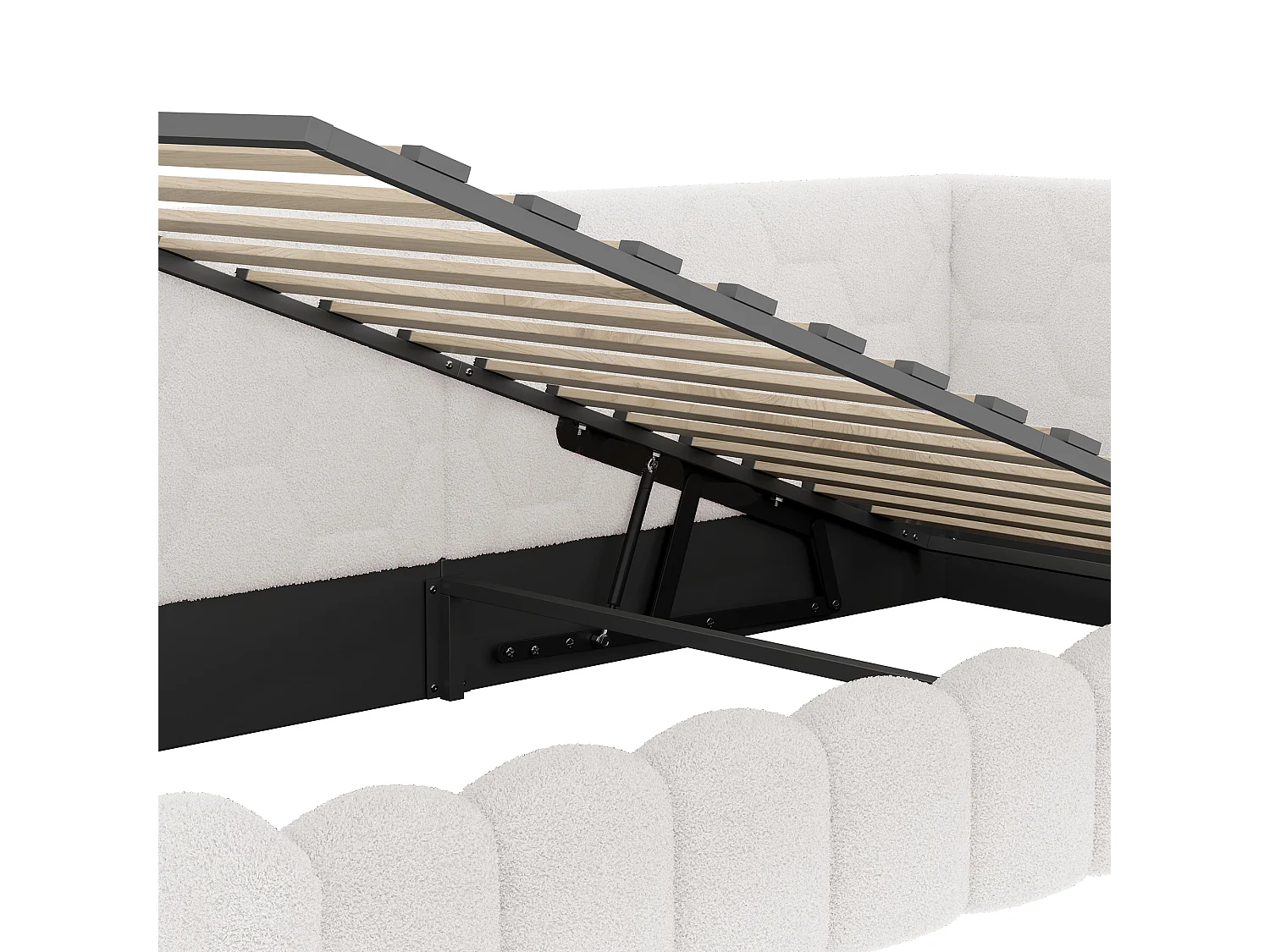 Cama con canapé 90x200 cm - Cama infantil con iluminación LED y carga USB - blanca - sin colchón