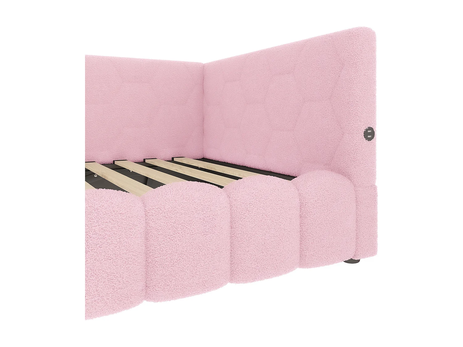 Opbergbed 90x200 cm - Kinderbed met LED-verlichting en USB-oplader - roze - zonder matras