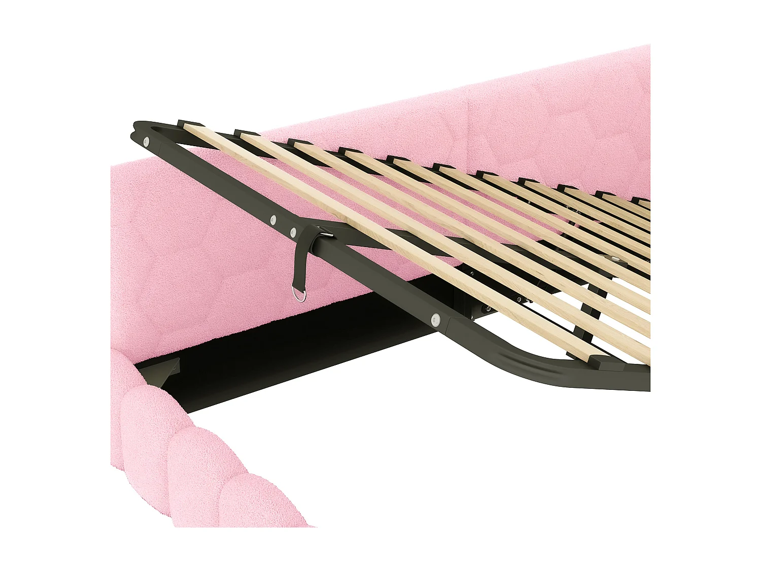 Opbergbed 90x200 cm - Kinderbed met LED-verlichting en USB-oplader - roze - zonder matras